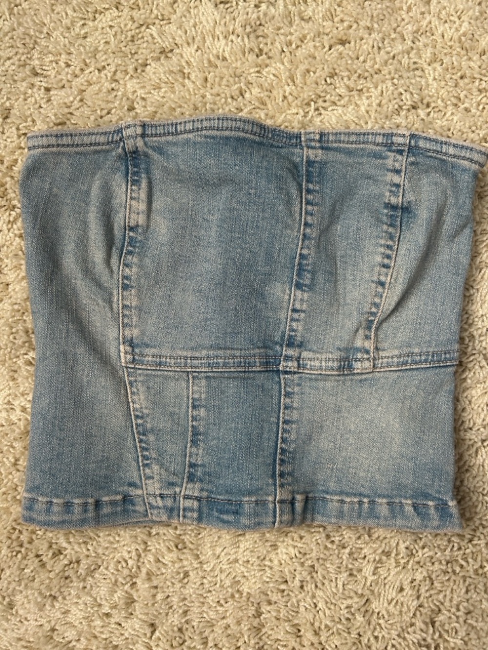 Zara Light Blue Denim Strapless Tube Top Size XS
